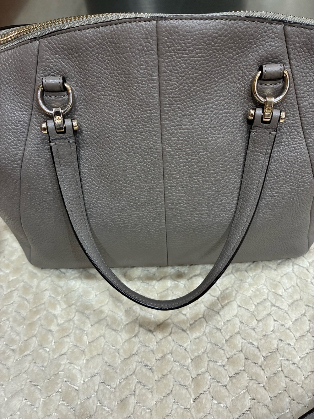 Coach Pebbled Leather Satchel in Dove Gray - Picture 5 of 13